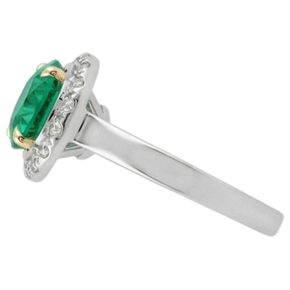 Natural Real ( Not Lab Grown ) Women’s Trendy Halo Ring Green Emerald GIA Engagement Jewelry