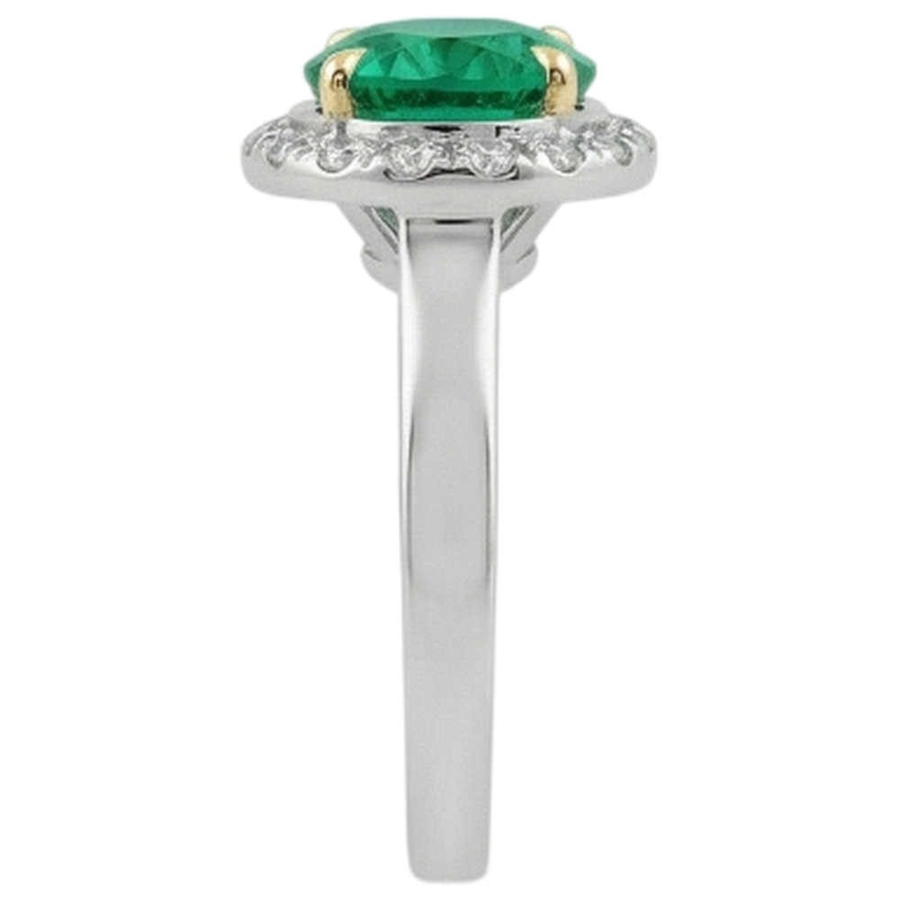 Natural Real ( Not Lab Grown ) Women’s Trendy Halo Ring Green Emerald GIA Engagement Jewelry
