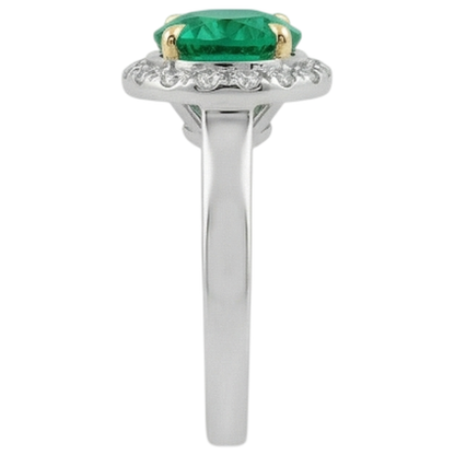 Natural Real ( Not Lab Grown ) Women’s Trendy Halo Ring Green Emerald GIA Engagement Jewelry
