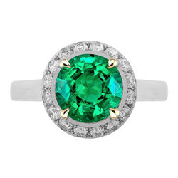 Natural Real ( Not Lab Grown ) Women’s Trendy Halo Ring Green Emerald GIA Engagement Jewelry