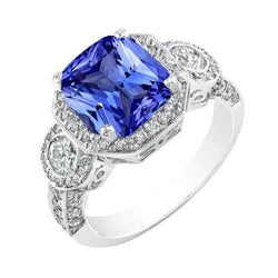 Women's Vintage Sapphire Natural Earth Mined Diamond Ring