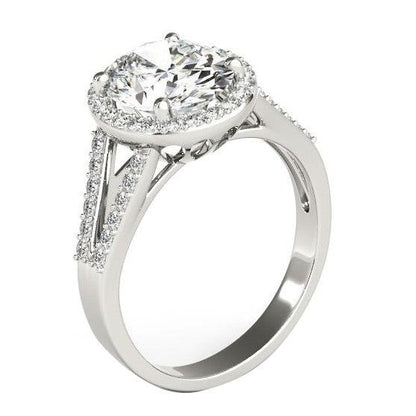 Women’s Halo Ring Oval Old Miner Huge Lab Grown Diamond Prong Split Shank 10 Carats