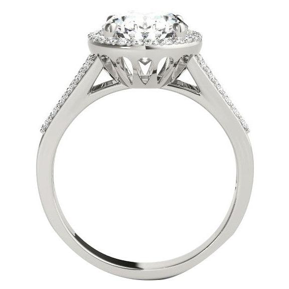 Women’s Halo Ring Oval Old Miner Huge Lab Grown Diamond Prong Split Shank 10 Carats