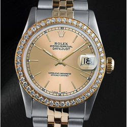 Women's Rolex Date-just Champagne Stick Dial 31mm Watch