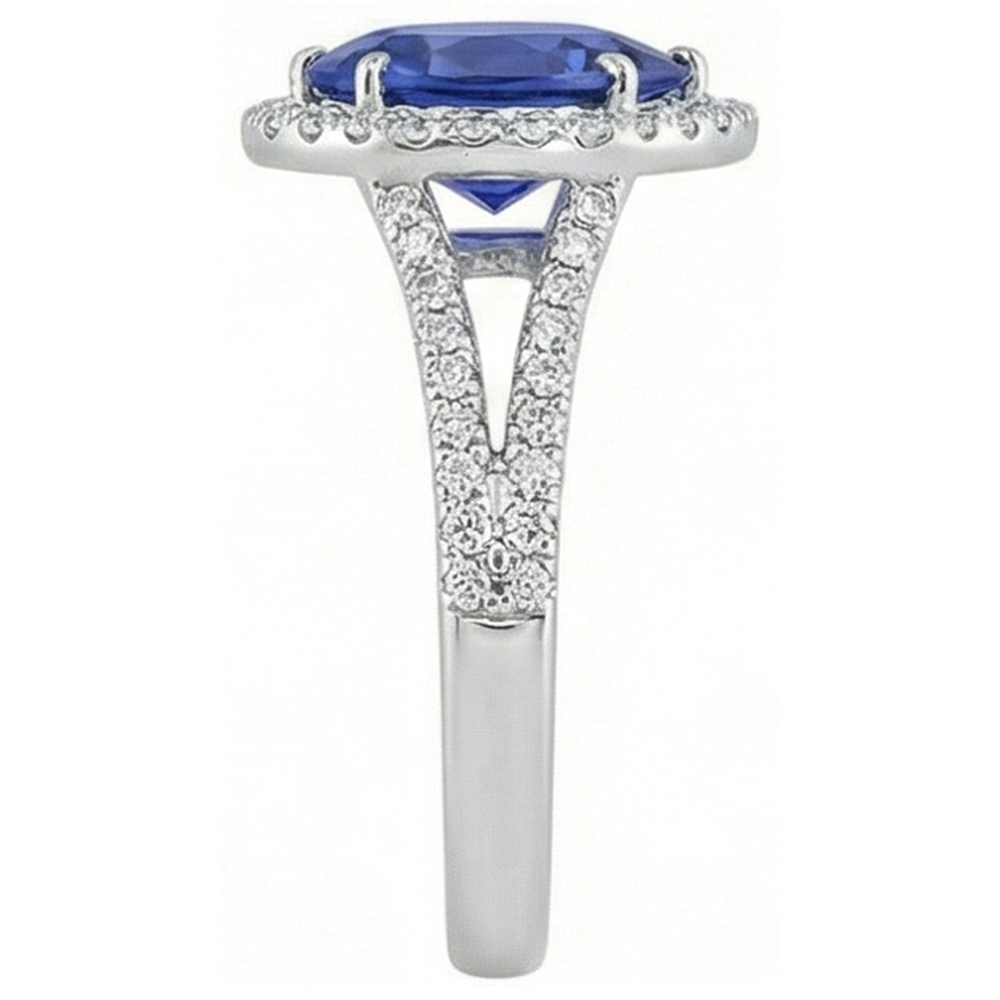 natural round sapphire 5.50ct ring profile view
