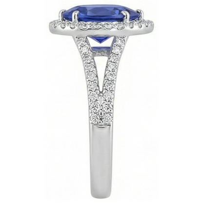 natural round sapphire 5.50ct ring profile view
