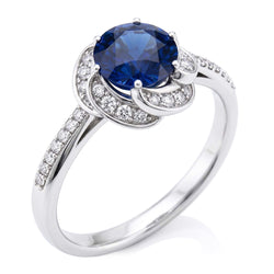 Womens Halo Natural Earth Mined Diamond Jewelry Flower Style Sapphire Ring 3 Carats Gold
