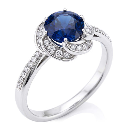 Womens Halo Natural Earth Mined Diamond Jewelry Flower Style Sapphire Ring 3 Carats Gold