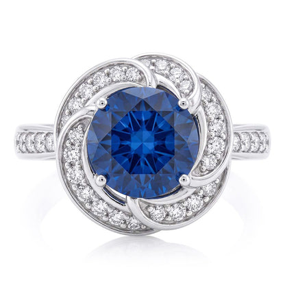 Womens Halo Natural Earth Mined Diamond Jewelry Flower Style Sapphire Ring 3 Carats Gold