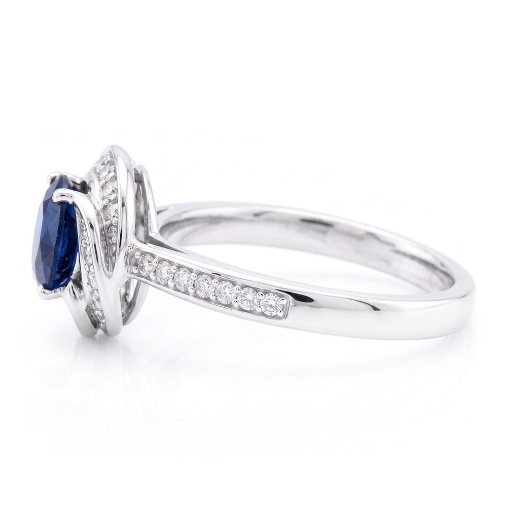 Womens Halo Natural Earth Mined Diamond Jewelry Flower Style Sapphire Ring 3 Carats Gold