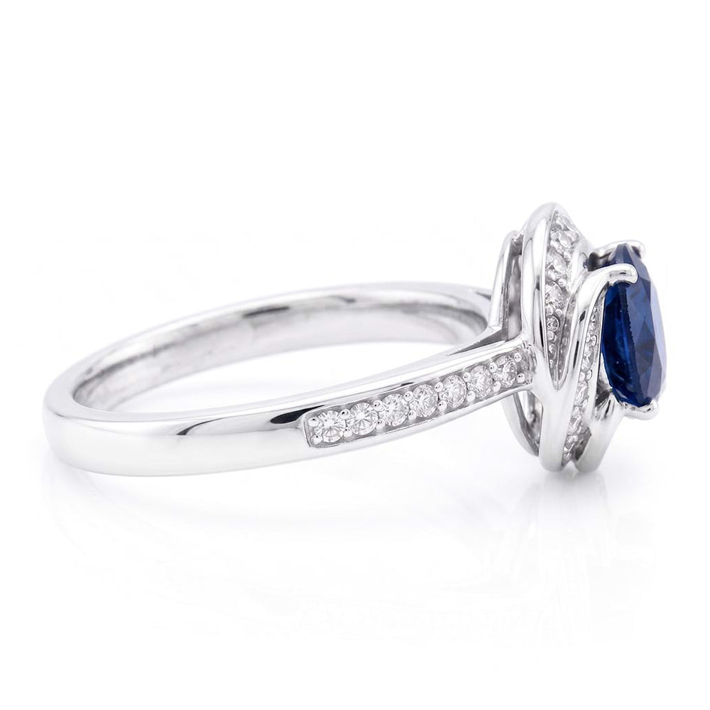 Womens Halo Natural Earth Mined Diamond Jewelry Flower Style Sapphire Ring 3 Carats Gold
