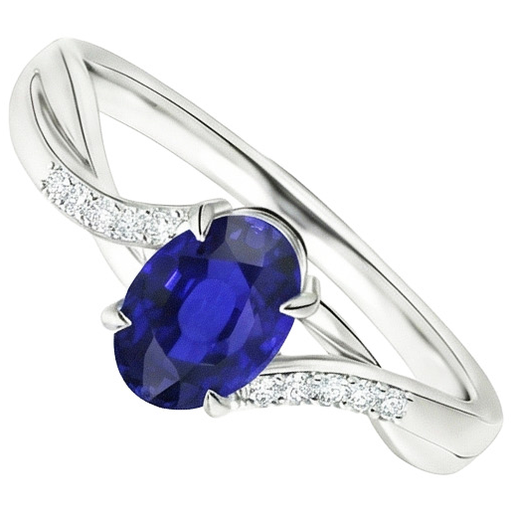 natural round sapphire 4.75ct ring top view