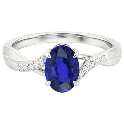 natural round sapphire 4.75ct ring side angle