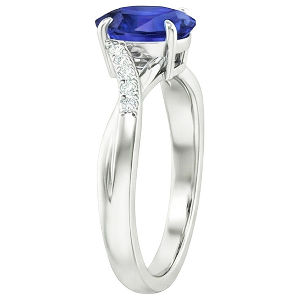 natural round sapphire 4.75ct ring profile view