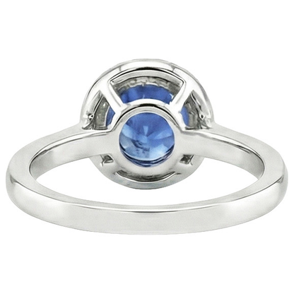 Womens Natural Earth Mined Diamond Halo Ring Ceylon Sapphire Gemstone Accented 2.50 Carats
