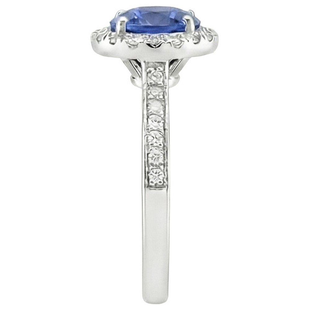 Womens Natural Earth Mined Diamond Halo Ring Ceylon Sapphire Gemstone Accented 2.50 Carats