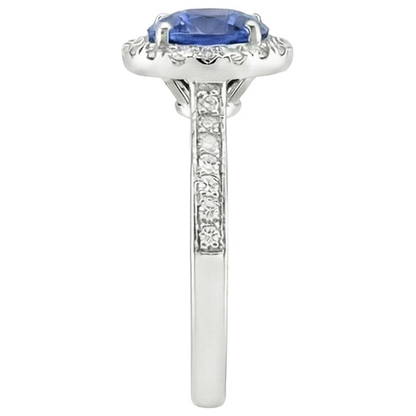 Womens Natural Earth Mined Diamond Halo Ring Ceylon Sapphire Gemstone Accented 2.50 Carats