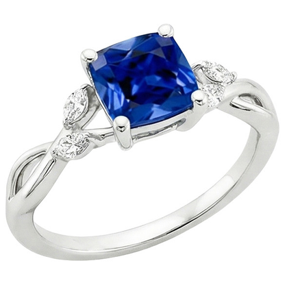 Womens Natural Earth Mined Diamond Marquise & Cushion Sapphire Ring Five Stone 2.75 Carats