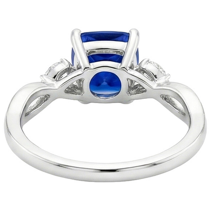 Womens Natural Earth Mined Diamond Marquise & Cushion Sapphire Ring Five Stone 2.75 Carats