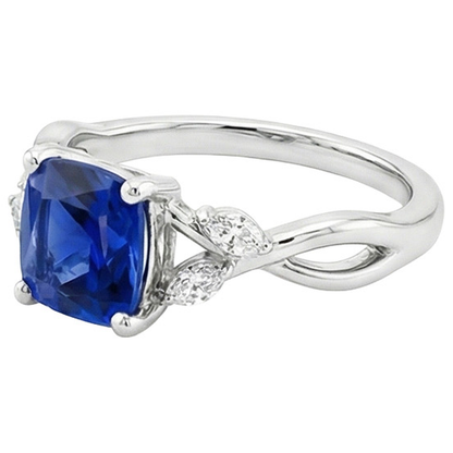 Womens Natural Earth Mined Diamond Marquise & Cushion Sapphire Ring Five Stone 2.75 Carats