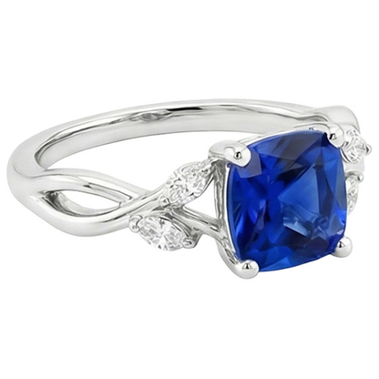 Womens Natural Earth Mined Diamond Marquise & Cushion Sapphire Ring Five Stone 2.75 Carats