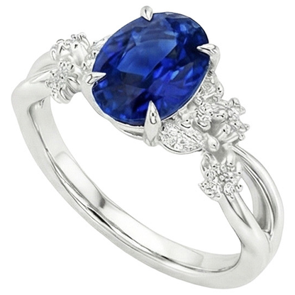 Womens Ring Blue Sapphire & Marquise Round Natural Earth Mined Diamond Accents 3.50 Carats
