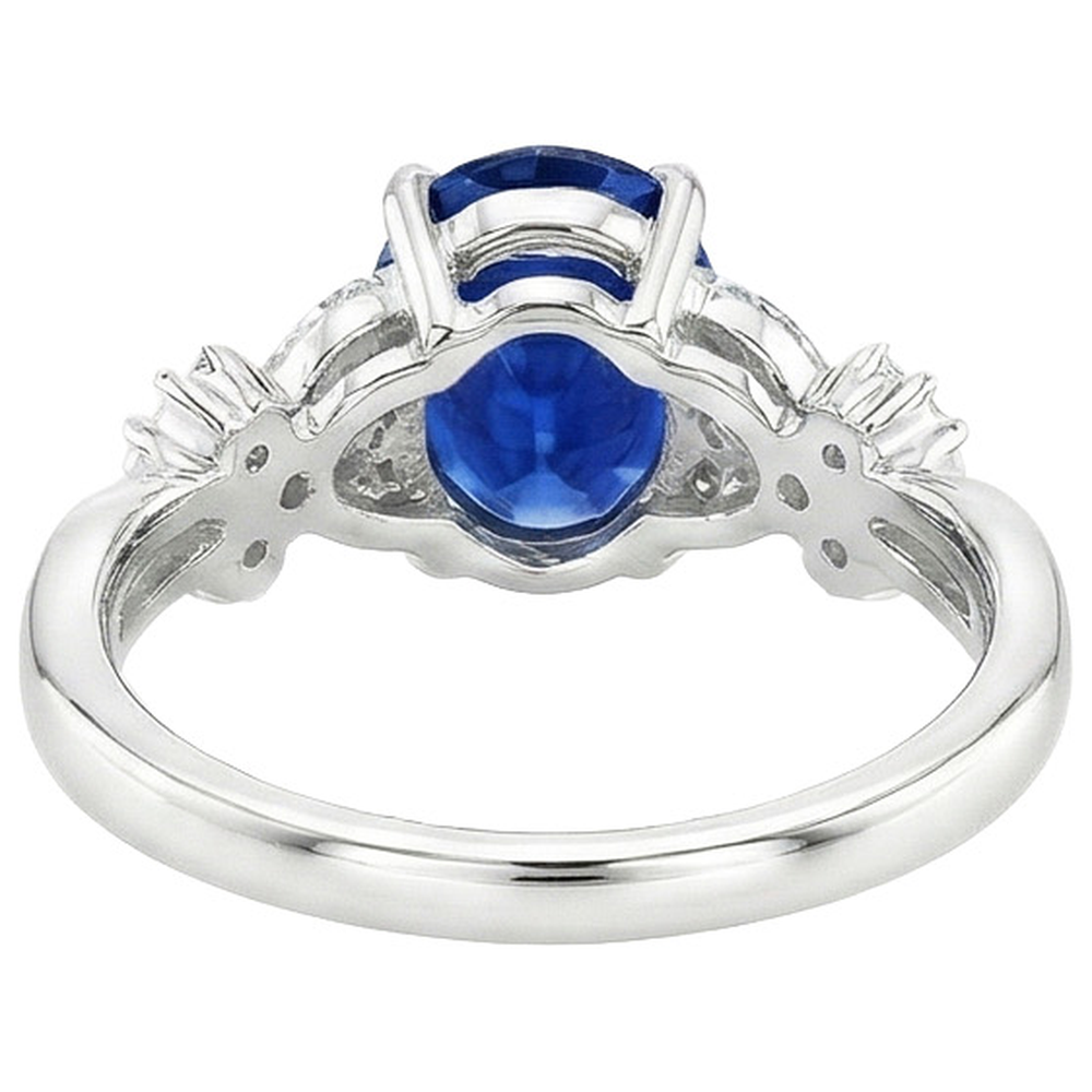 Womens Ring Blue Sapphire & Marquise Round Natural Earth Mined Diamond Accents 3.50 Carats