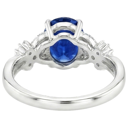 Womens Ring Blue Sapphire & Marquise Round Natural Earth Mined Diamond Accents 3.50 Carats