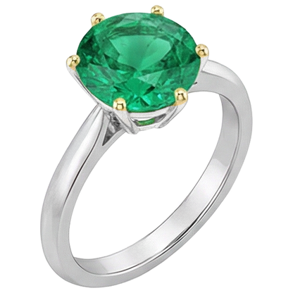 Natural Real ( Not Lab Grown ) Womens Ring Solitaire Green Emerald GIA Jewelry