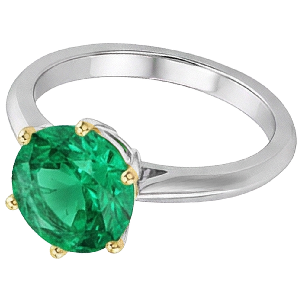 Natural Real ( Not Lab Grown ) Womens Ring Solitaire Green Emerald GIA Jewelry