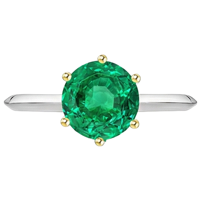 Natural Real ( Not Lab Grown ) Womens Ring Solitaire Green Emerald GIA Jewelry