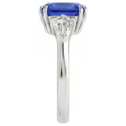 Womens Sapphire Ring Asscher Cut 2.50 Carats Tapered Baguette Natural Earth Mined Diamonds
