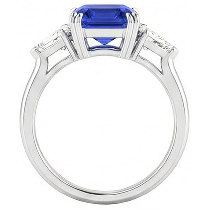 Womens Sapphire Ring Asscher Cut 2.50 Carats Tapered Baguette Natural Earth Mined Diamonds