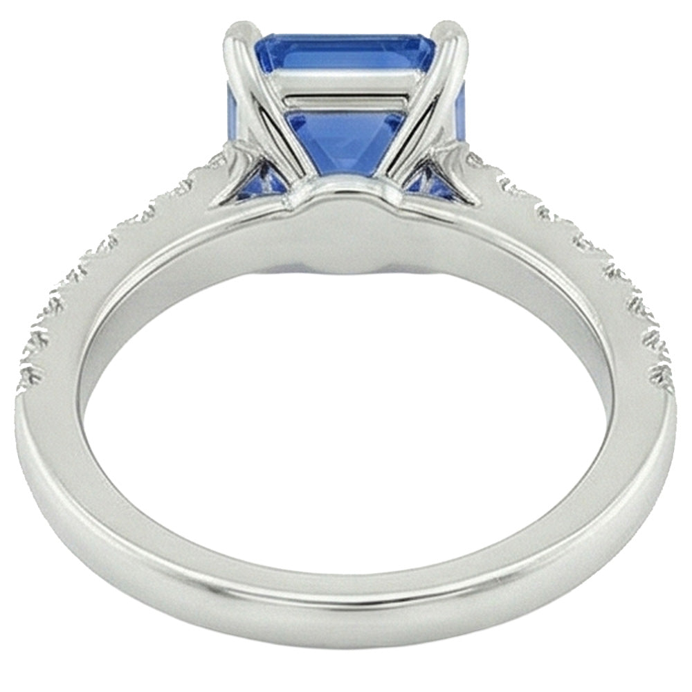 Womens Sapphire Ring Radiant With Pave Set Natural Earth Mined Diamond Accents 3.50 Carats