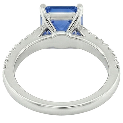 Womens Sapphire Ring Radiant With Pave Set Natural Earth Mined Diamond Accents 3.50 Carats