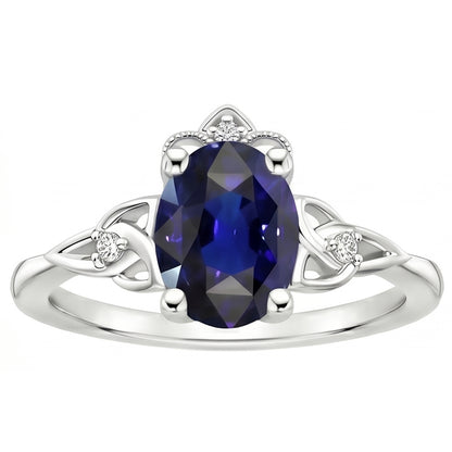 Womens Small Natural Earth Mined Diamond Gold Ring Vintage Style Blue Sapphire 2.50 Carats