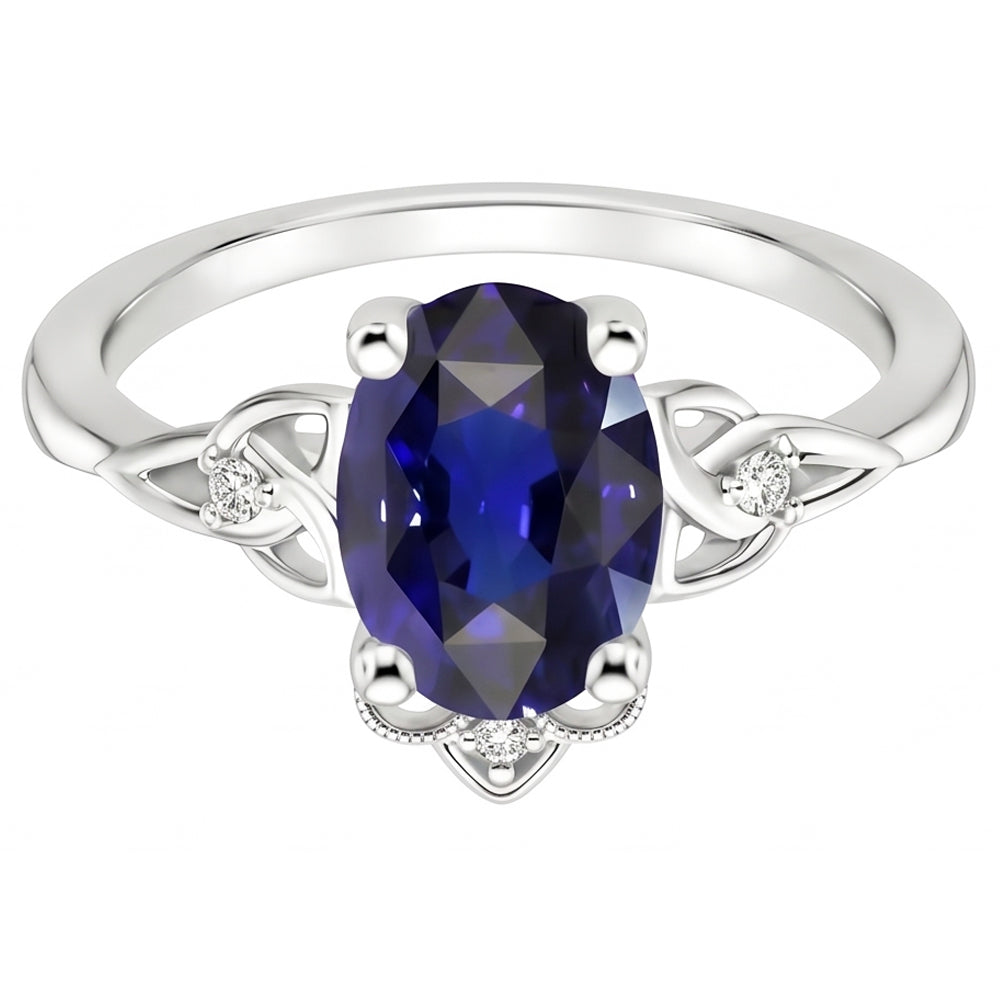 Womens Small Natural Earth Mined Diamond Gold Ring Vintage Style Blue Sapphire 2.50 Carats