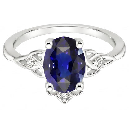 Womens Small Natural Earth Mined Diamond Gold Ring Vintage Style Blue Sapphire 2.50 Carats