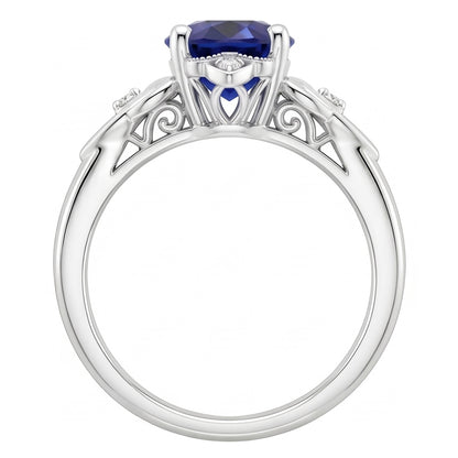 Womens Small Natural Earth Mined Diamond Gold Ring Vintage Style Blue Sapphire 2.50 Carats