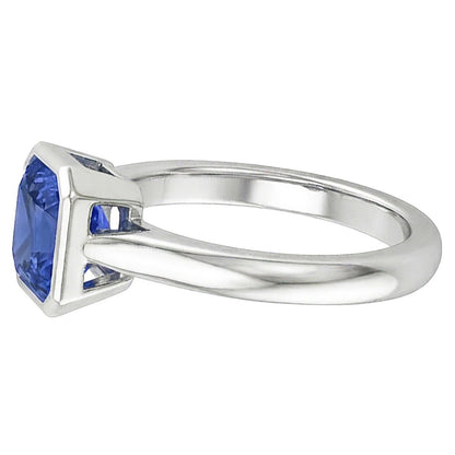 Womens Solitaire 1 Carat Bezel Set Natural Blue Sapphire Ring