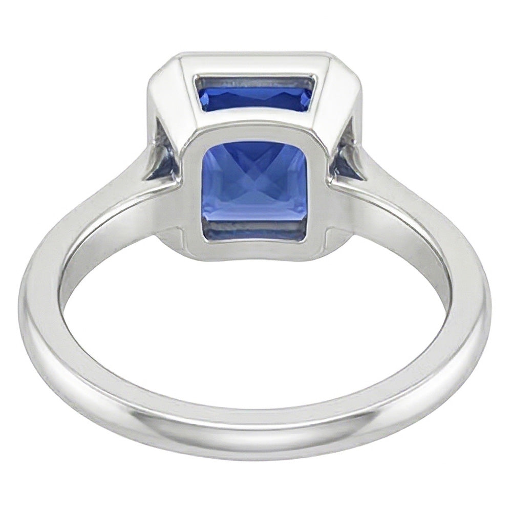 Womens Solitaire 1 Carat Bezel Set Natural Blue Sapphire Ring