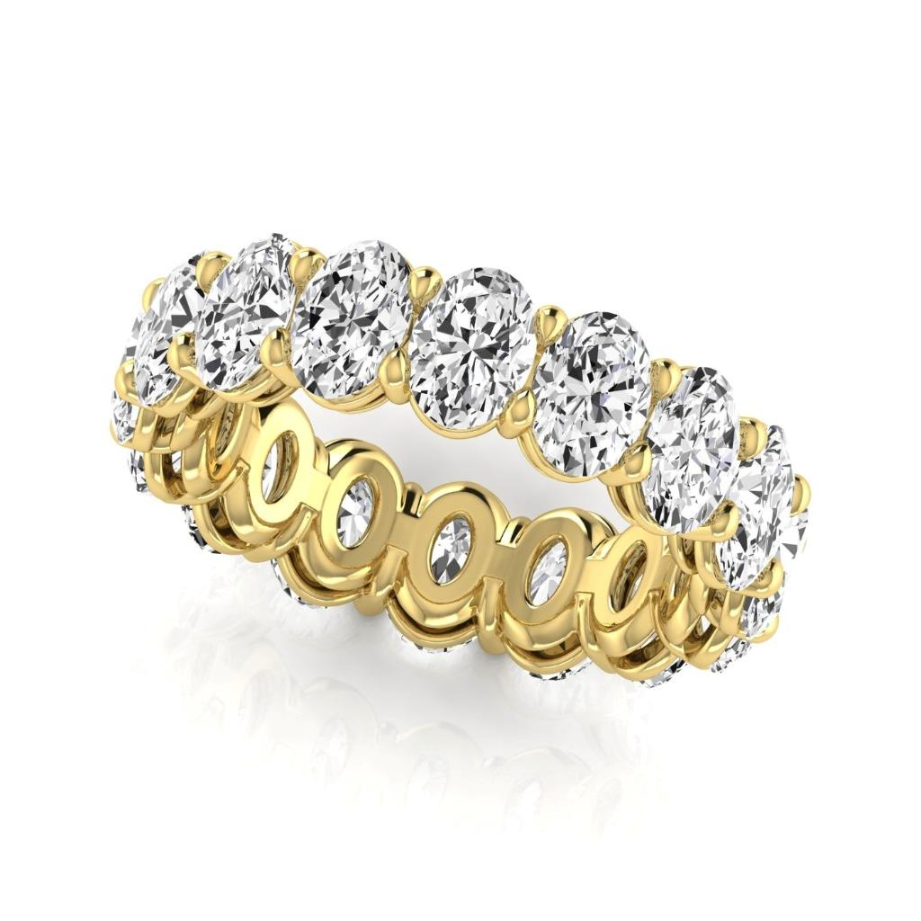 Womens Lab Grown Oval Diamond Yellow Gold 5.28 Carats Eternity Band 
