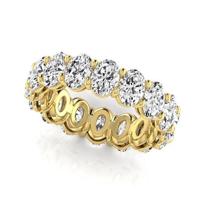 Womens Lab Grown Oval Diamond Yellow Gold 5.28 Carats Eternity Band 