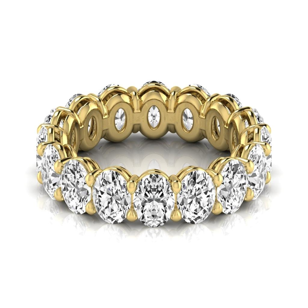 Womens Lab Grown Oval Diamond Yellow Gold 5.28 Carats Eternity Band 