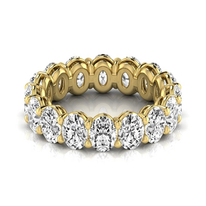 Womens Lab Grown Oval Diamond Yellow Gold 5.28 Carats Eternity Band 