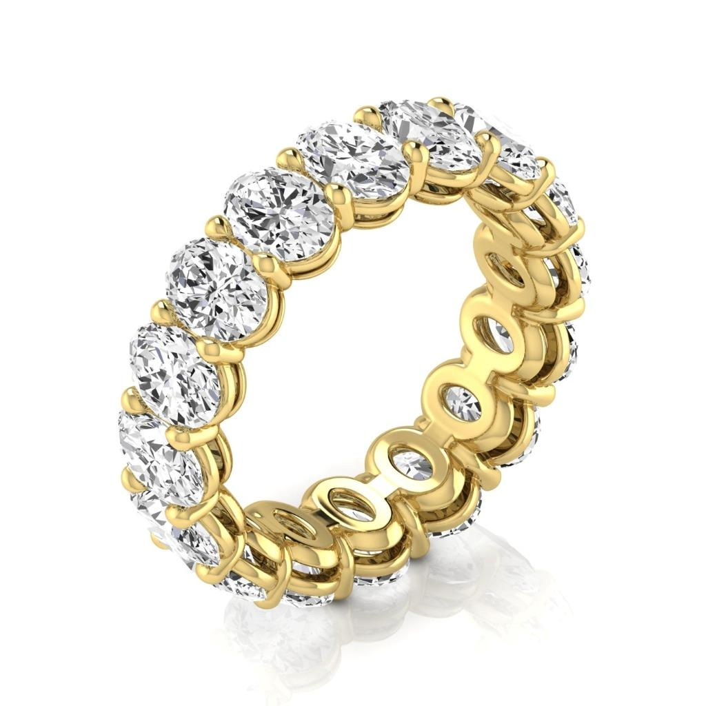 Womens Lab Grown Oval Diamond Yellow Gold 5.28 Carats Eternity Band 