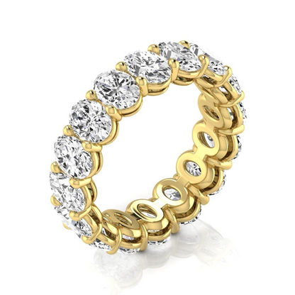 Womens Lab Grown Oval Diamond Yellow Gold 5.28 Carats Eternity Band 