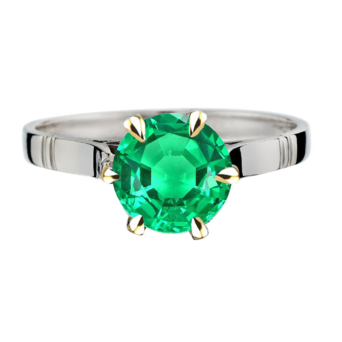 Women’s Ring Green Emerald Solitaire Jewelry
