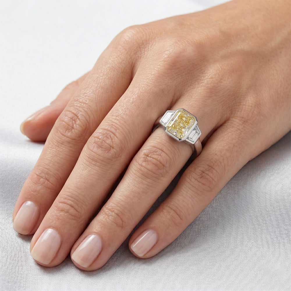 Yellow Canary Diamond VVS Clarity Statement Ring 3.25 ct in 14