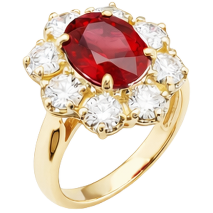 Yellow Gold 14K Red Ruby Natural Earth Mined Diamond Wedding Ring Jewelry 4 Carats